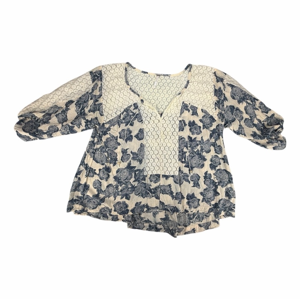 Free People Women’s Floral Lace Moon River Boho Blouse In Size XS - Picture 2 of 11